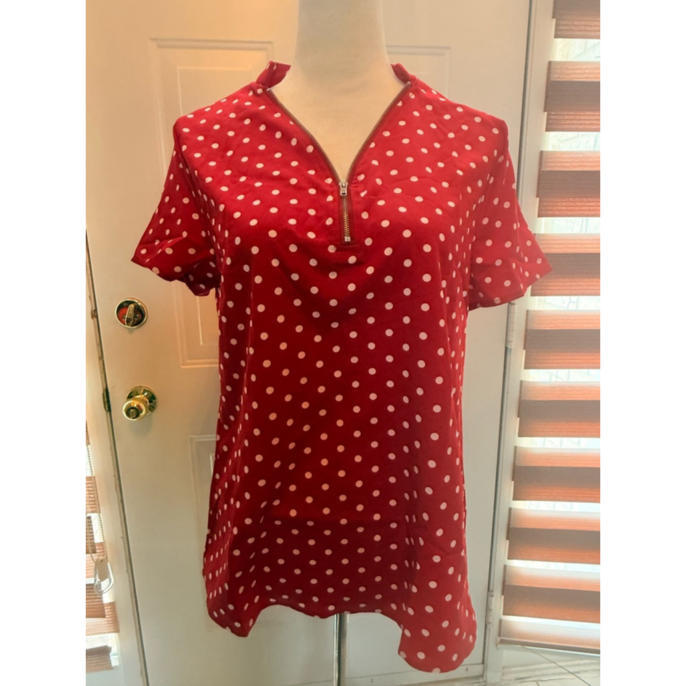 Women's Unbranded Top, Size Unspecified, Red Polka Dot